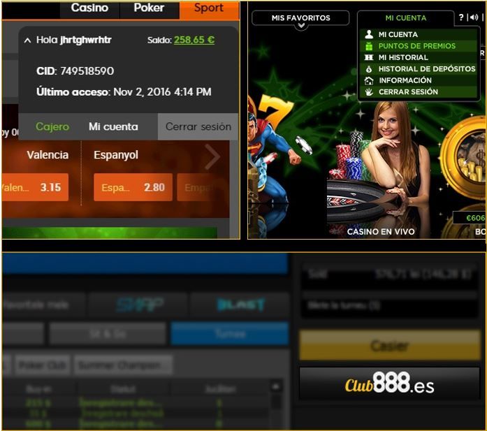 888casino: screenshot of the casino site