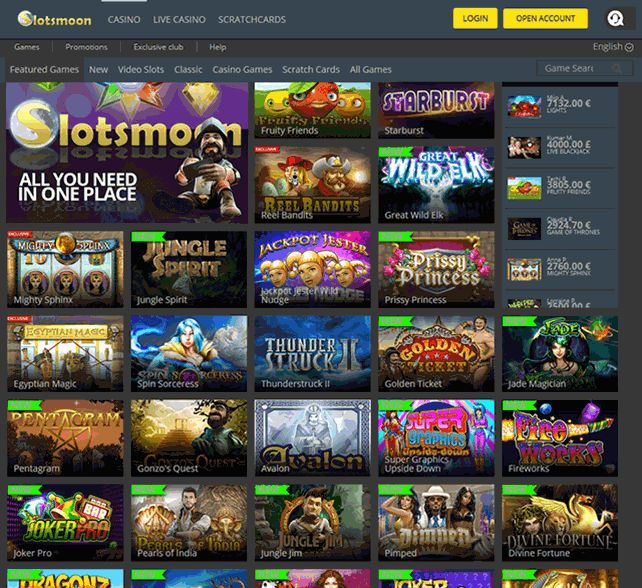 All Slots Casino: screenshot of the casino site