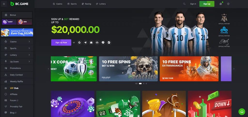 BC.Game: screenshot of the casino site