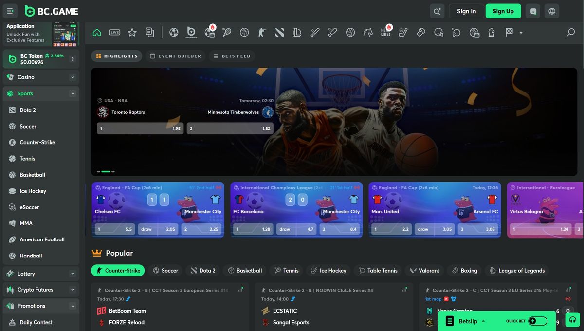 BC.Game: screenshot of the casino site