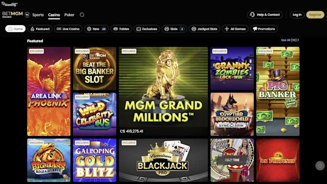 BetMGM Casino lobby, a pick for high roller casinos in canada