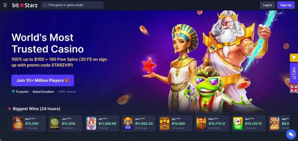 BitStarz: screenshot of the casino site