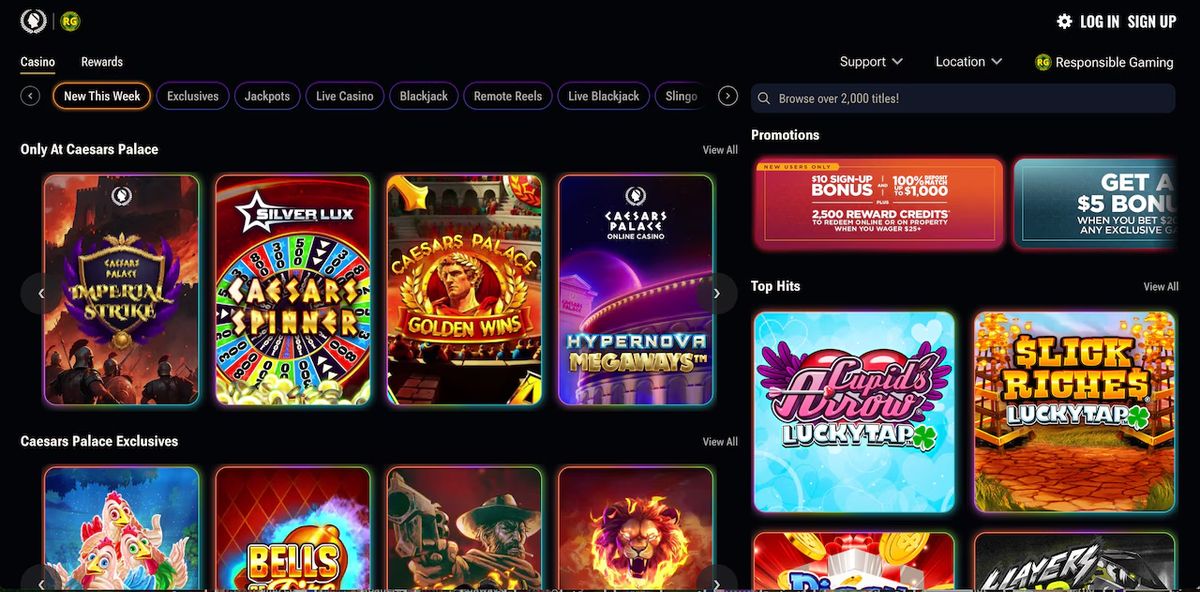 Caesars Palace Online Casino: screenshot of the casino site