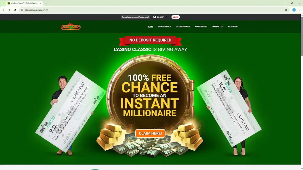 Casino Classic: screenshot of the casino site
