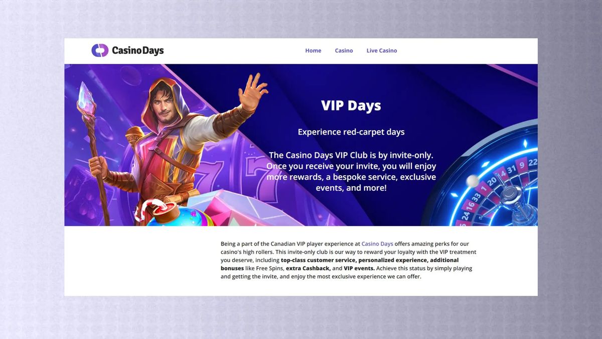 Casino Days lobby, a pick for online blackjack in canada