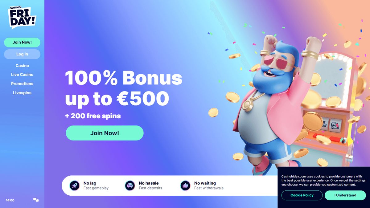 Casino Friday: screenshot of the casino site