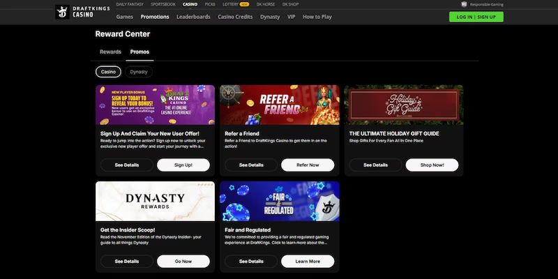DraftKings Casino: screenshot of the casino site