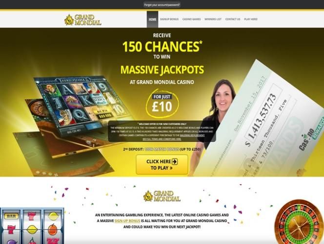 Grand Mondial Casino: screenshot of the casino site