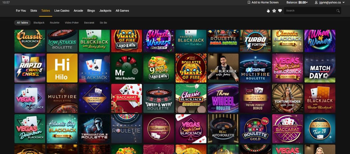 Grizzly's Quest Casino: screenshot of the casino site
