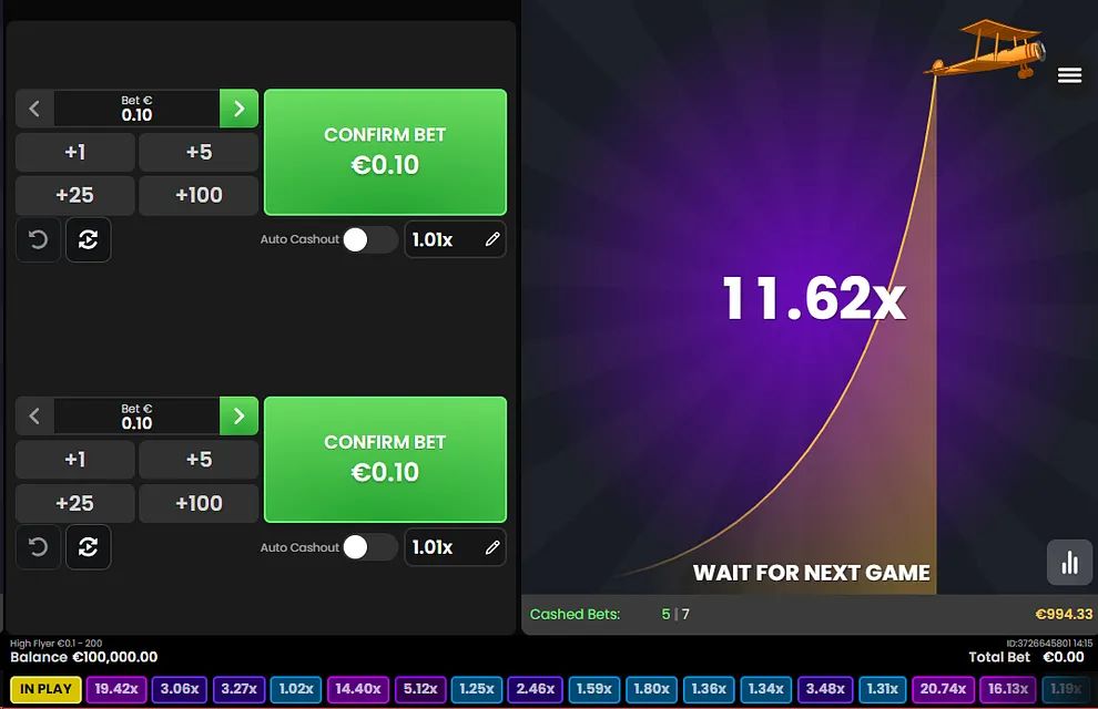 High Flyer Casino: screenshot of the casino site