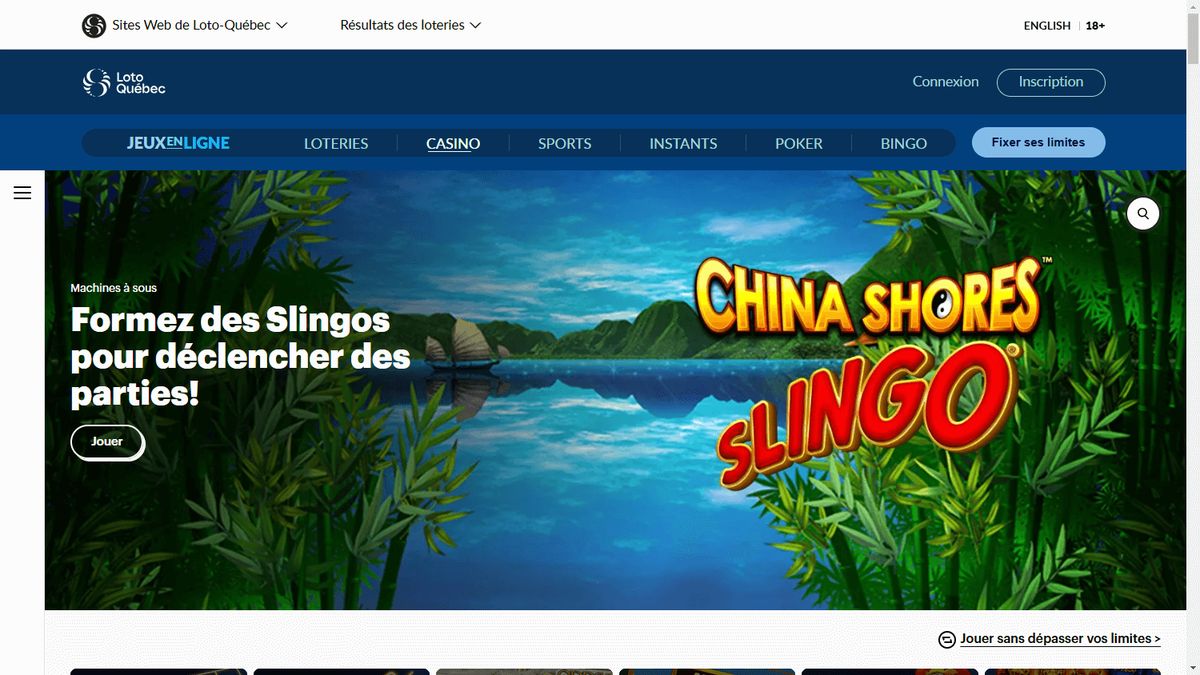 Loto-Québec: screenshot of the casino site