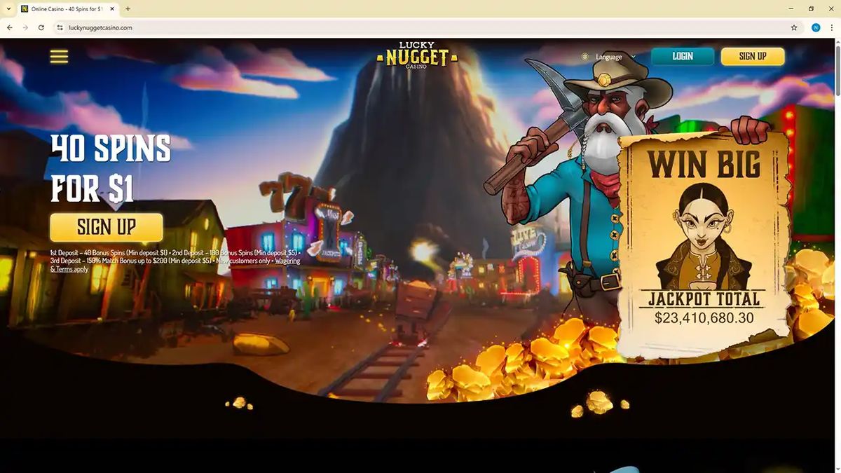 Lucky Nugget Casino: screenshot of the casino site