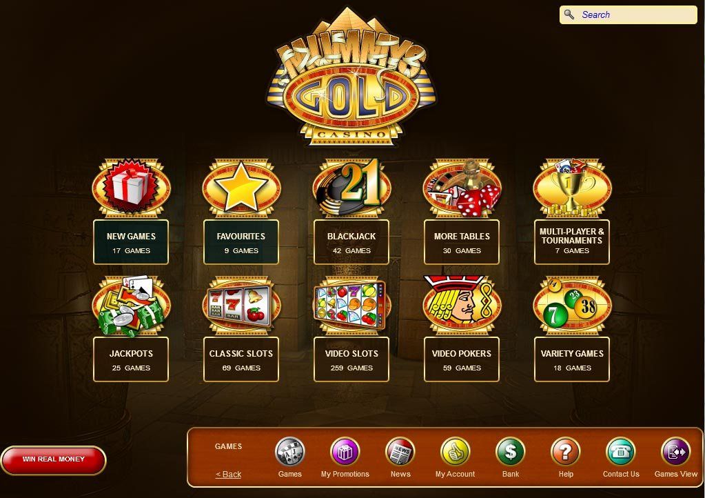 Mummys Gold Casino: screenshot of the casino site