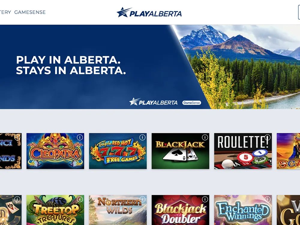 PlayAlberta: screenshot of the casino site