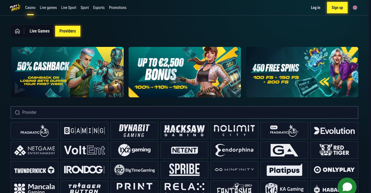 Playbaze live casino with blackjack and baccarat dealer tables