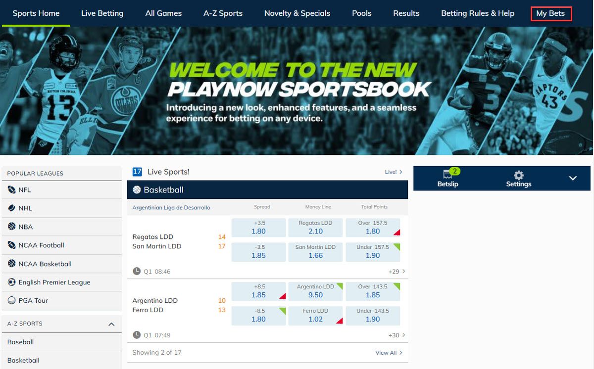 PlayNow: screenshot of the casino site