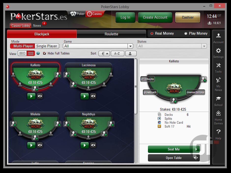 PokerStars Casino: screenshot of the casino site
