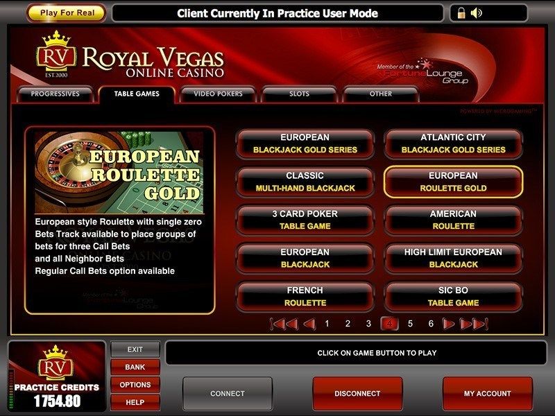 Royal Vegas Casino: screenshot of the casino site