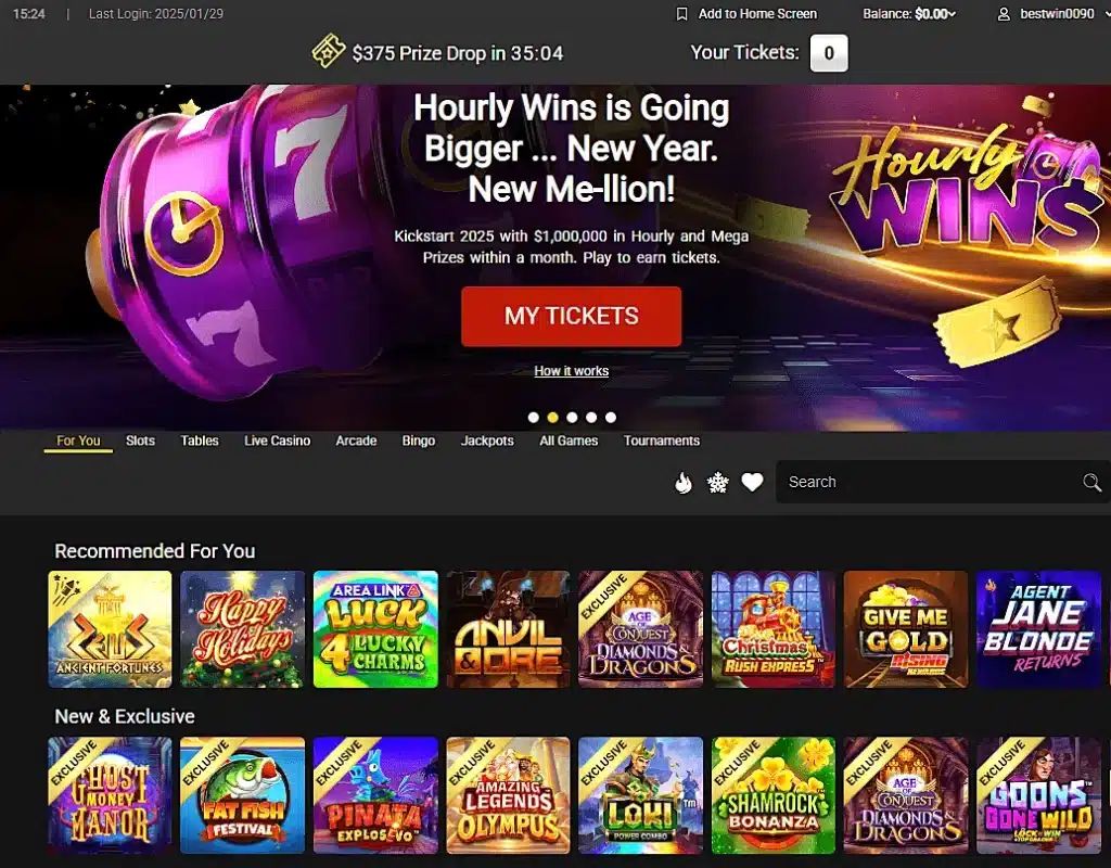 Royal Vegas Casino: screenshot of the casino site