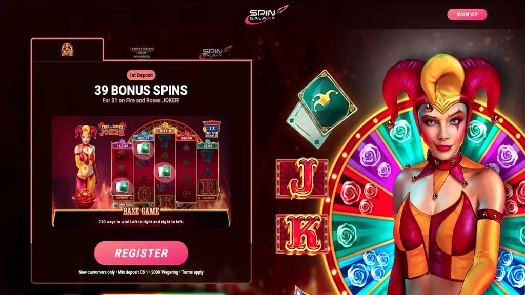 Spin Galaxy Casino: screenshot of the casino site