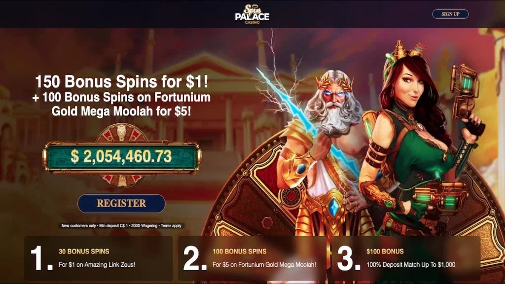 Spin Palace Casino: screenshot of the casino site