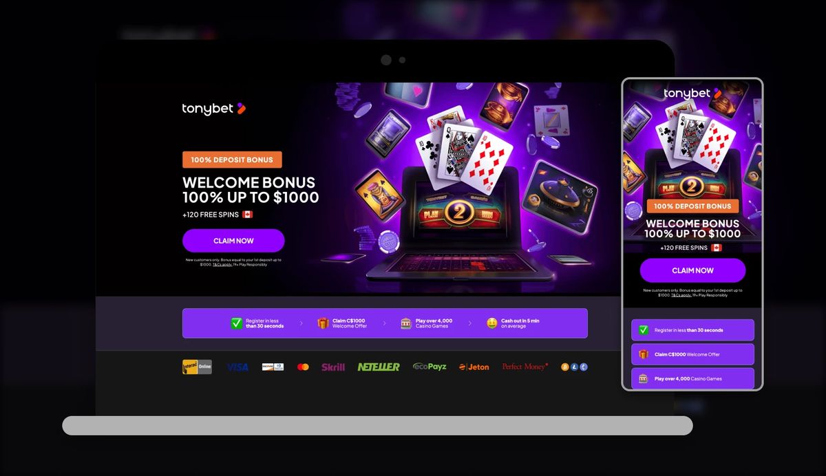 TonyBet: screenshot of the casino site