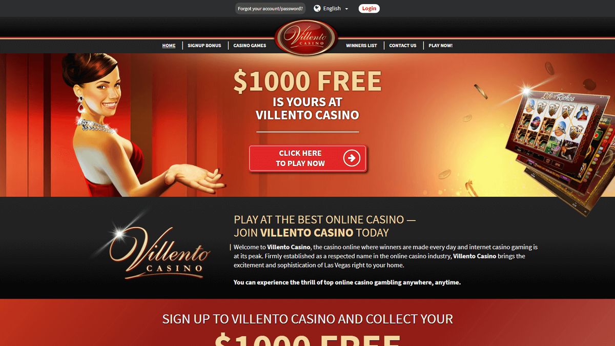 Villento Casino: screenshot of the casino site