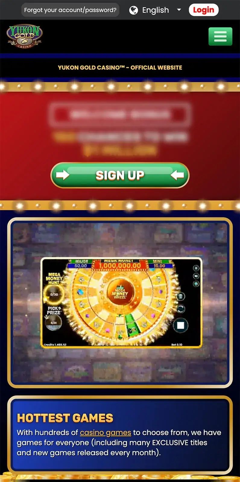 Yukon Gold Casino lobby, a pick for skrill and neteller casinos