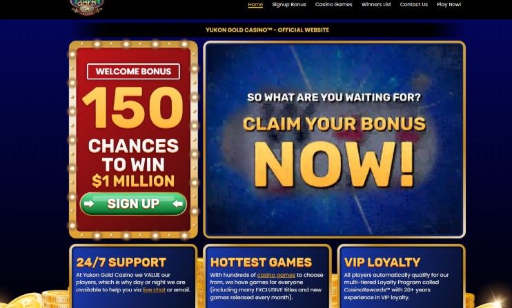 Yukon Gold Casino: screenshot of the casino site