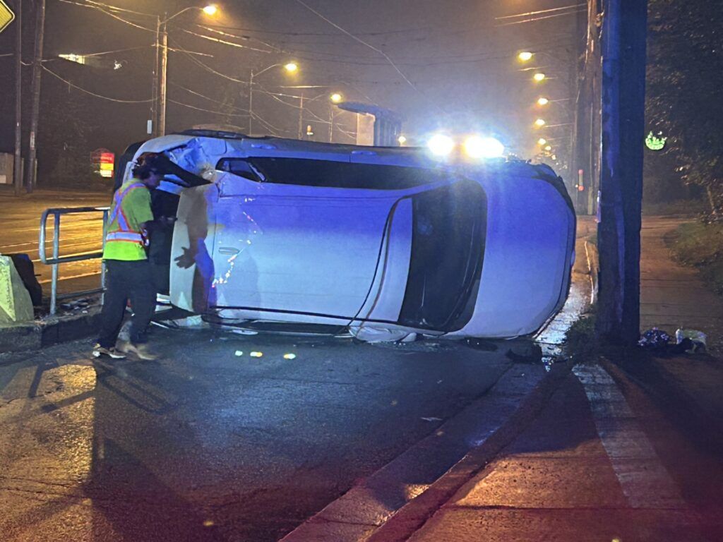 Driver hospitalized after single-vehicle rollover near Humber Bay Park