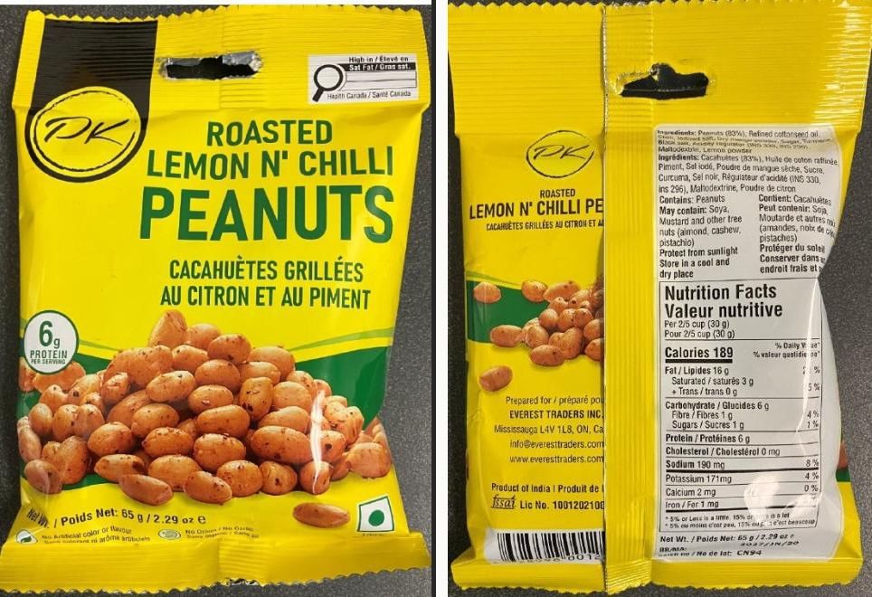 PK Brand Peanuts Recalled in Ontario and Quebec Over Salmonella Risk
