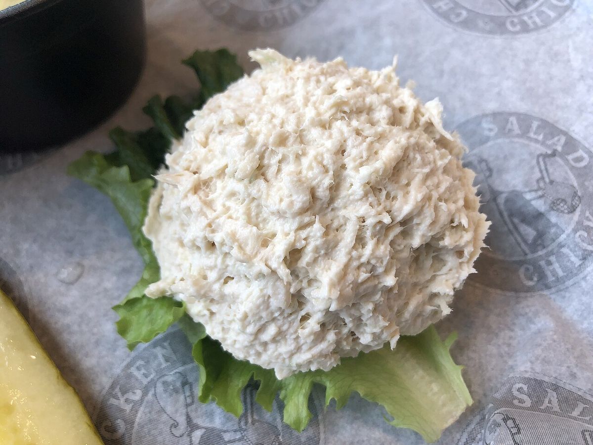 A scoop of chicken salad at Chicken Salad Chick