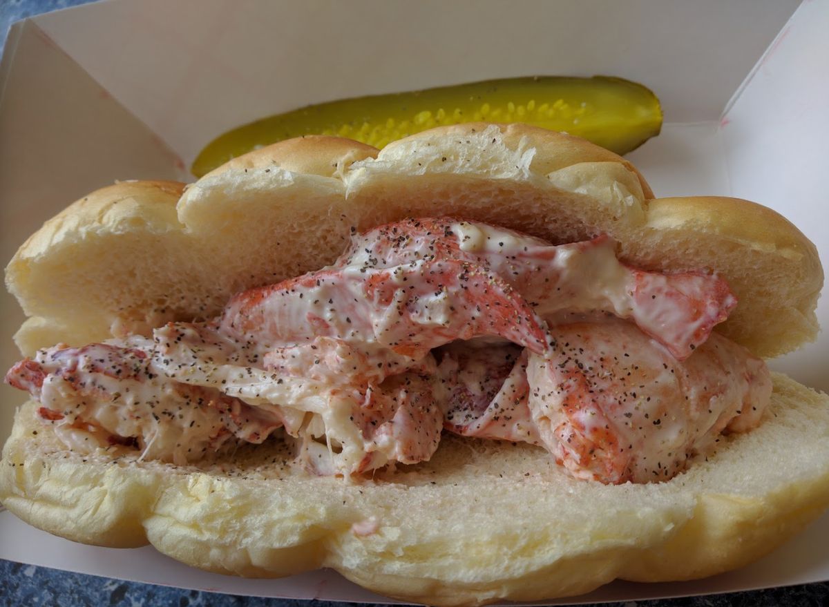 Lobster roll served at Steamers Seafood Market in Newton, Massachusetts.