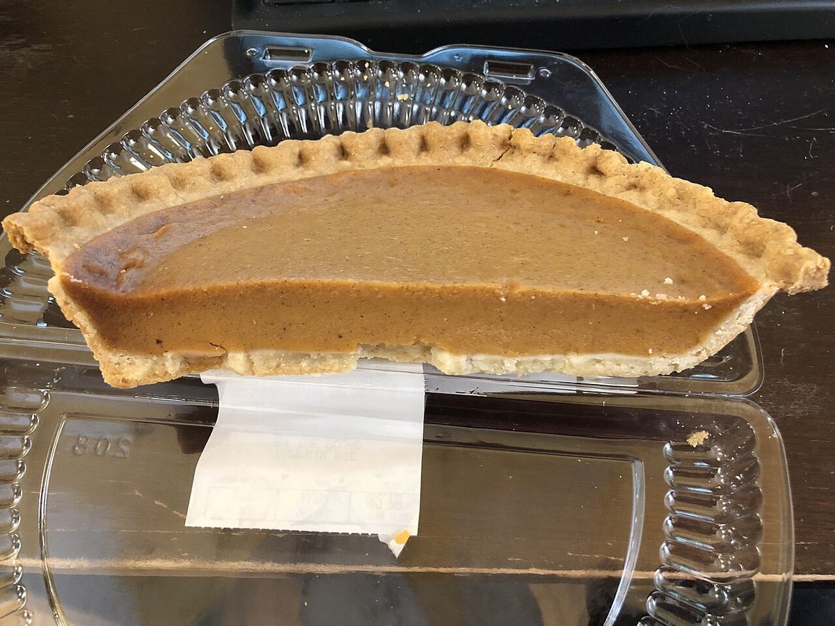 Half of a pumpkin pie in the Franklin Farm section of Oak Hill, Fairfax County, Virginia