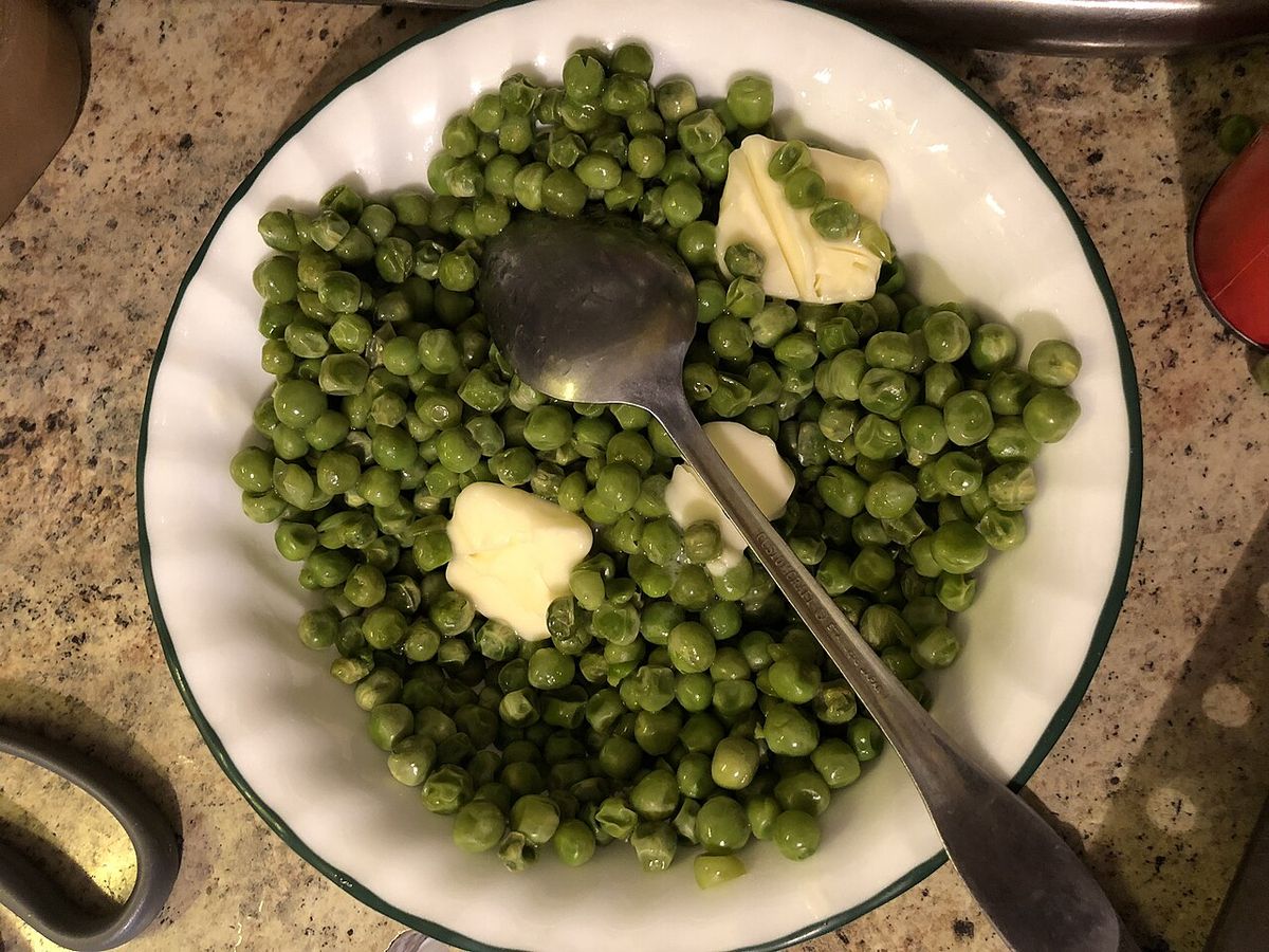 A bowl of peas laid out for Thanksgiving Dinner in the Parkway Village section of Ewing Township, Mercer County, New Jersey