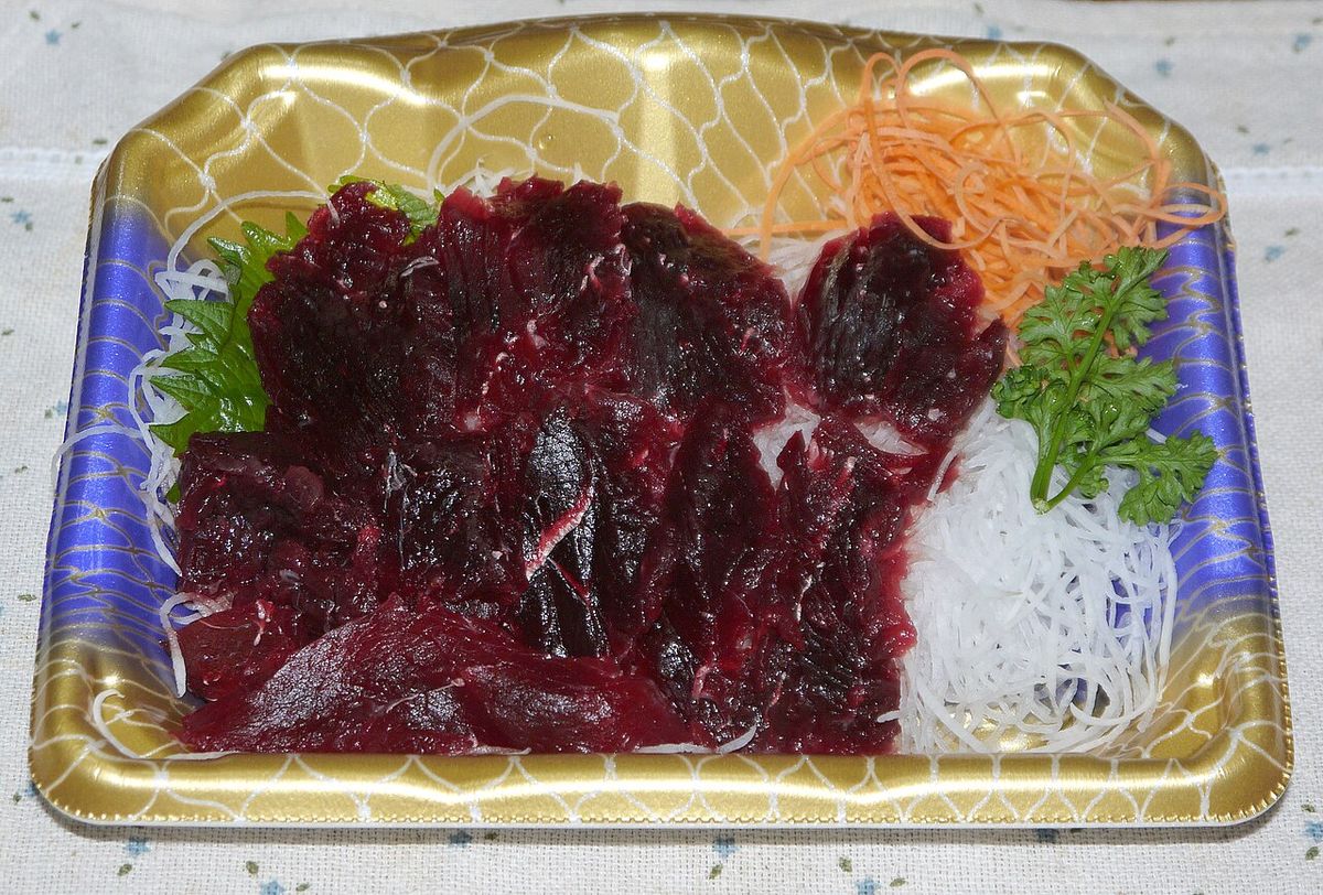 Japanese sashimi of whale meat