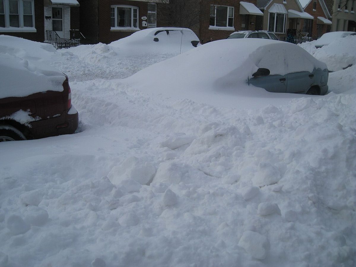 Cars buried on Chicago's South Side in the Bridgeport neighborhood.