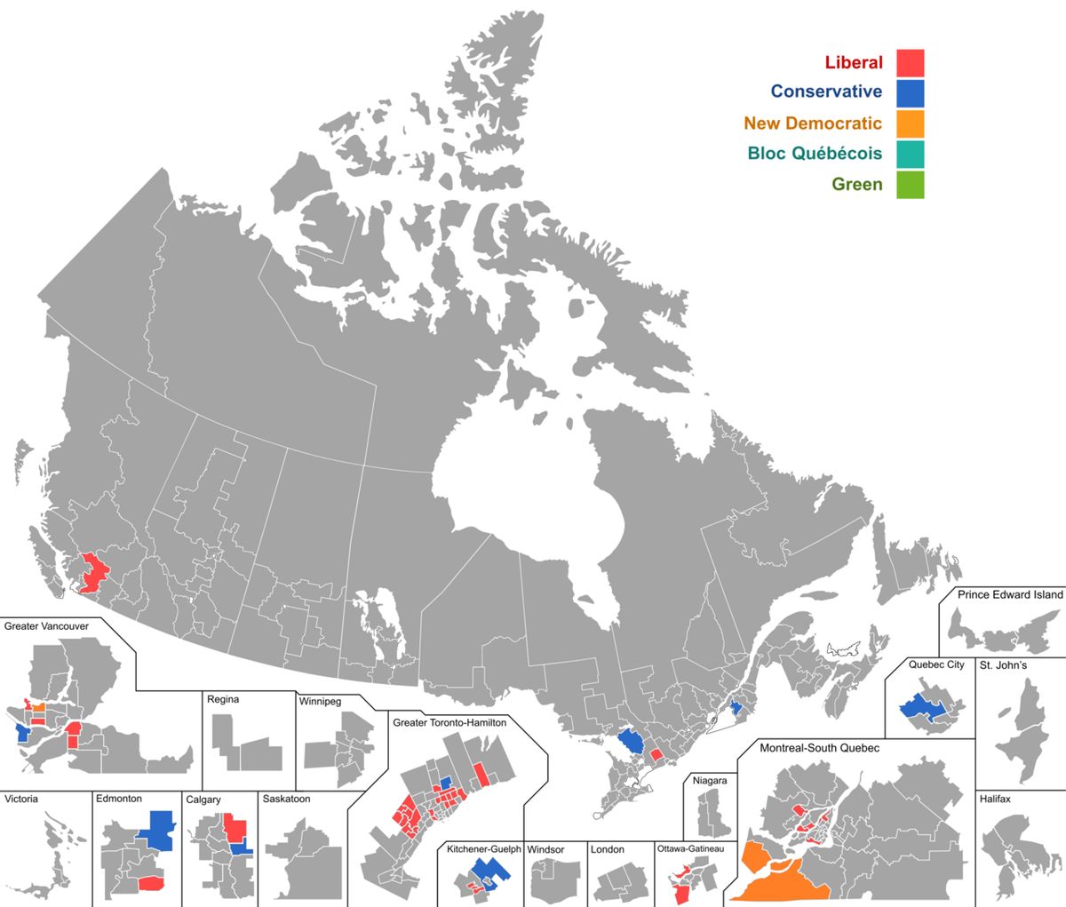 This map is based on the one created by User:DrRandomFactor. (File:Canadaa_Federal_Ridings_Map.svg)
