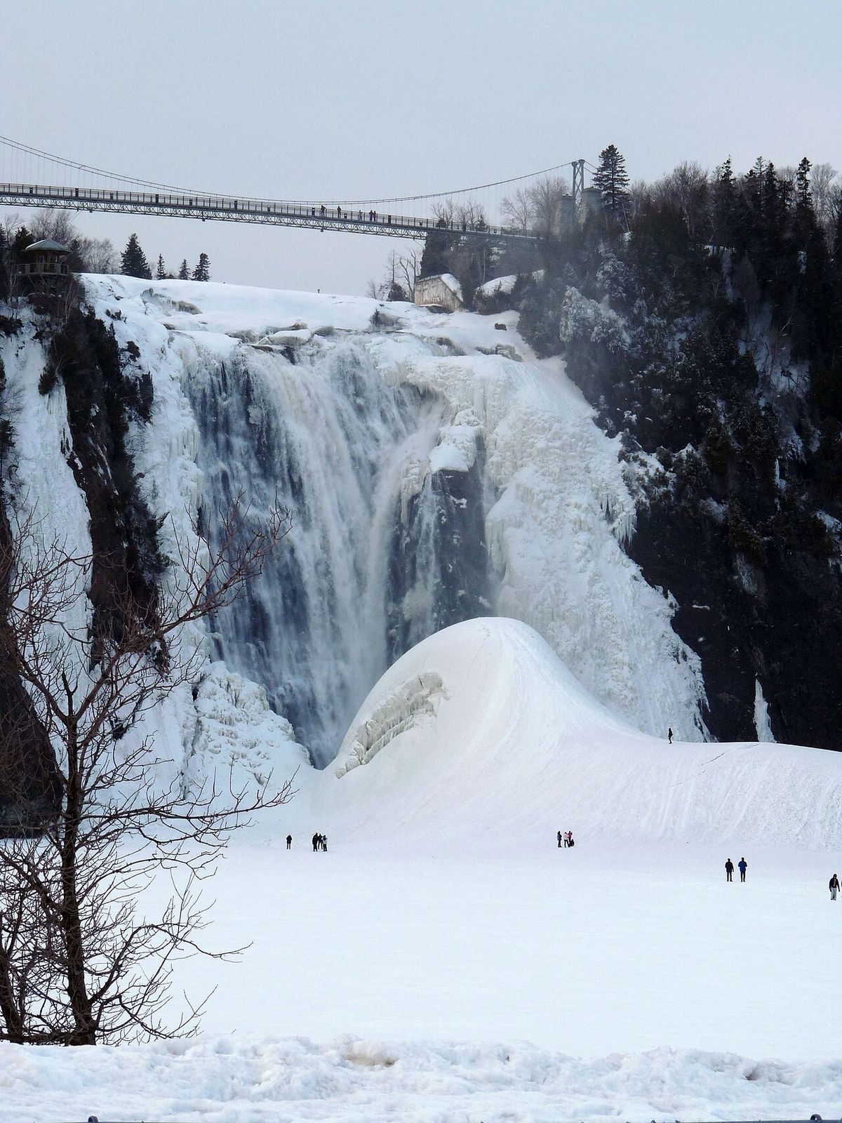 Ice formation at the foot of Montmorency Falls, juste east of Quebec City (Canada), called Pain de sucre (Sugar Loaf). It is formed in winte