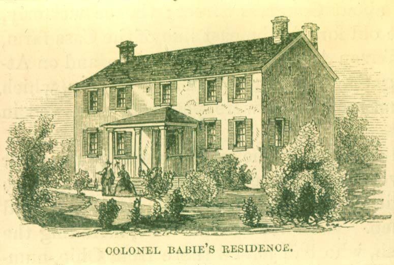 Sketch by Lossing which shows the original structure of the François Baby House during the time of the War of 1812.